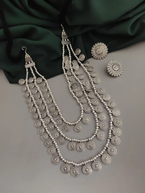 Glamaya Trendy Oxidised 3-layer Necklace Earring Set For Women 1 GLAM-CN-OX-18-052508-30-10