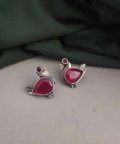 Glamaya Red Bird Stud Earrings: Affordable Oxidized Silver Lookalikes 1 GLAM-ER-OX-5F6-539292-10-9