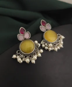 Glamaya Chic Monalisa Stone Silver Studs: Elegant, Affordable Earrings 1 GLAM-ER-ST-50-720592-82-2