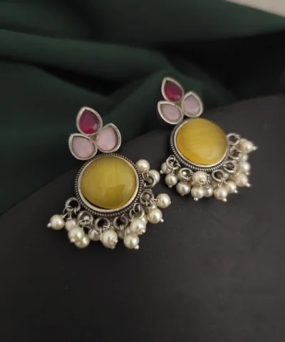 Glamaya Chic Monalisa Stone Silver Studs: Elegant, Affordable Earrings 1 GLAM-ER-ST-50-720592-82-2