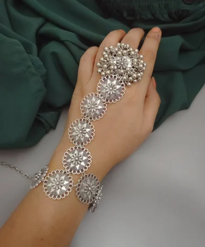 Glamaya Stylish Oxidised Handcuff Hathful Bracelet: Trendy Armlet For Women 2 GLAM-BB-OX-40-529849-71-2