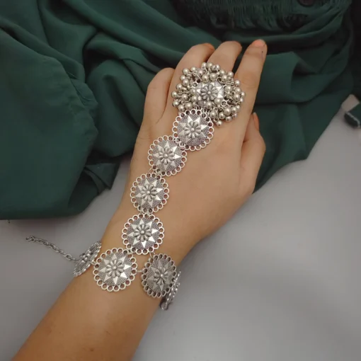 Glamaya Stylish Oxidised Handcuff Hathful Bracelet: Trendy Armlet For Women 2 GLAM-BB-OX-40-529849-71-2 Glamaya Stylish Oxidised Handcuff Hathful Bracelet: Trendy Armlet For Women 2 GLAM-BB-OX-40-529849-71-2