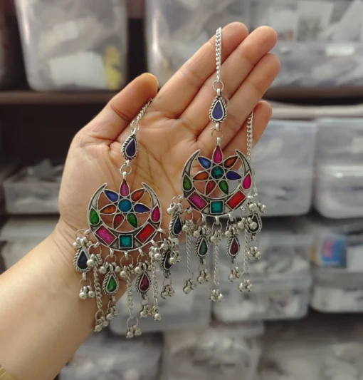 Glamaya Multicolour Oxidised Chandbali Earrings: Trendy Women's Choice 1 GLAM-ER-OX-15-411429-25-6