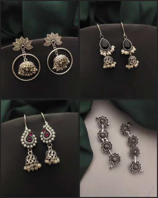 Glamaya Trendy Oxidised Combo Earring Set - Stylish & Affordable! 1 GLAM-CE-OX-53F3-648418-100-3
