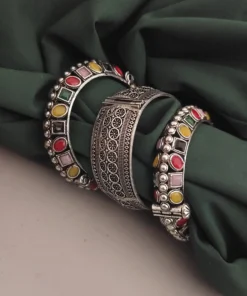 Glamaya Stylish Multicolour Oxidised Bangles Set - Trendy Armlet Combo 1 GLAM-CB-OX-62-524042-105-10