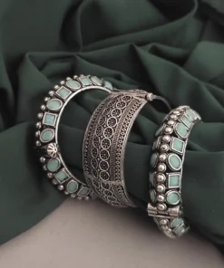 Glamaya Sky Blue Oxidised Bangles Set - Trendy Armlets For Women 1 GLAM-CB-OX-88F6-995662-150-7