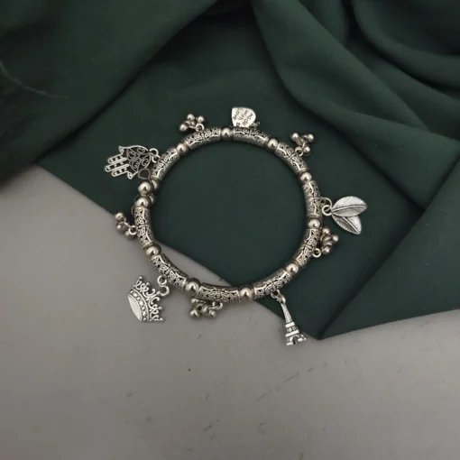 Glamaya Stylish Adjustable Oxidised Charm Bracelet For Women & Teens 1 GLAM-BB-OX-16F7-389121-30-3