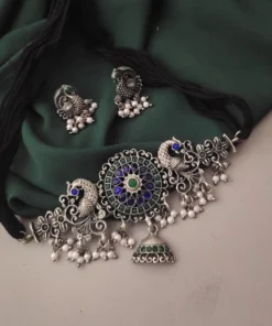 Glamaya Stunning Oxidised Choker Necklace Earring Set: Trendy Combo 1 GLAM-CN-BP-30-449641-49-5