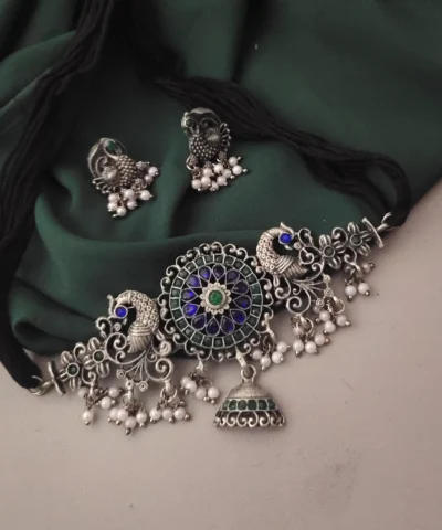Glamaya Stunning Oxidised Choker Necklace Earring Set: Trendy Combo 1 GLAM-CN-BP-30-449641-49-5