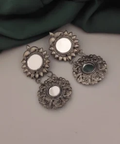 Glamaya Gorgeous Affordable Oxidised Mirror Earrings - Shop Now! 1 GLAM-ER-MI-16F7-618799-30-3