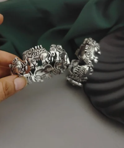Glamaya Elephant Oxidised Bangles: Trendy & Screw Openable 2 GLAM-BB-OX-200-730864-275-2