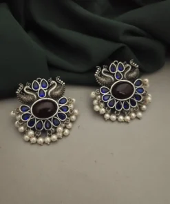 Glamaya Elegant Silver Peacock Stud Earrings 1 GLAM-ER-ST-21F4-996565-35-7