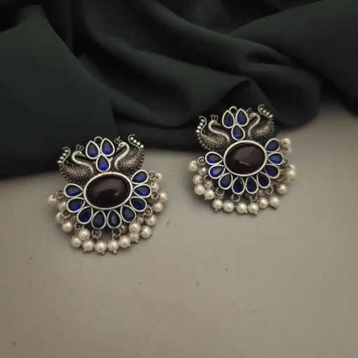 Glamaya Elegant Silver Peacock Stud Earrings 1 GLAM-ER-ST-21F4-996565-35-7