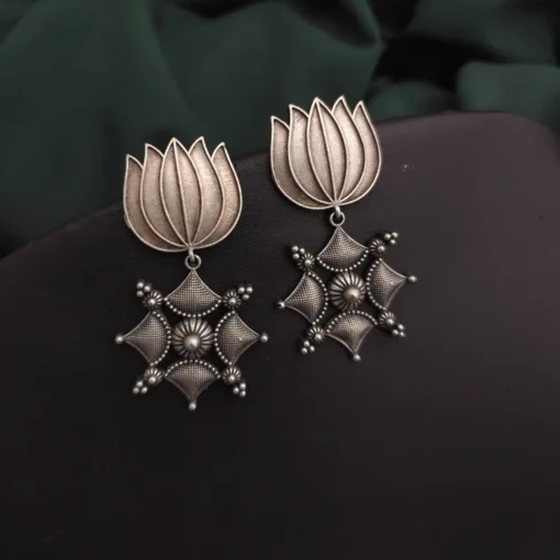 Glamaya Trendy Silver Lotus Jhumka Earring: Best Buy 2021 1 GLAM-ER-OX-30-582956-49-5