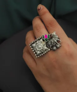 Glamaya Stylish Silver Temple Adjustable Ring 2 GLAM-RI-OX-14F4-763141-22-9