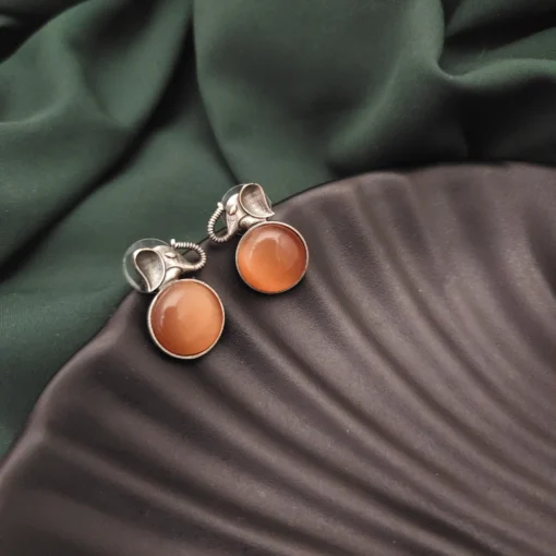 Glamaya Orange Elephant Stud Earrings - Silver Lookalike Chic Design 1 GLAM-ER-OX-50-692043-82-2