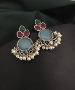 Glamaya Sparkling Monalisa Stone Silver Stud Earring 1 GLAM-ER-ST-50-026655-82-2