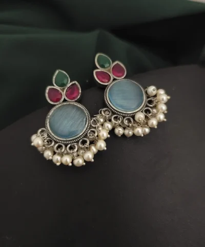 Glamaya Sparkling Monalisa Stone Silver Stud Earring 1 GLAM-ER-ST-50-026655-82-2