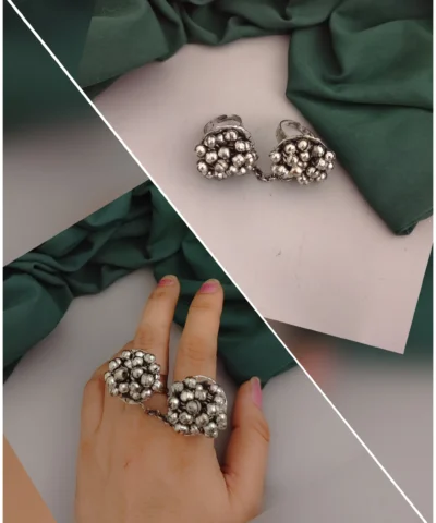 Glamaya Glamorous Ghungroo Double Finger Ring: Trendy, Adjustable Beauty 2 GLAM-RI-OX-40-188506-71-2