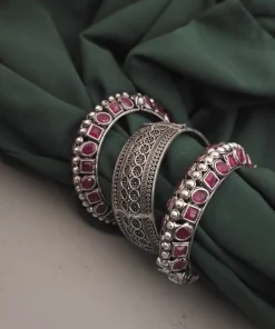 Glamaya Red Oxidised Bangles Set - Stylish Trio For Women 1 GLAM-CB-OX-62-167681-105-10