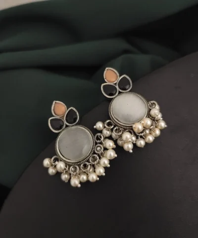 Glamaya Sparkling Monalisa Stone Silver Stud Earring 1 GLAM-ER-ST-50-982016-82-2