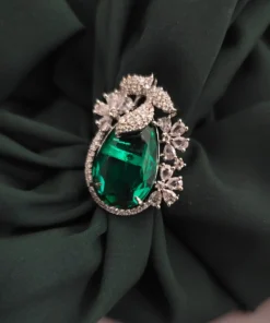 Glamaya Green Doublet Cz Ring: Trendy Adjustable Style 1 GLAM-RI-CZ-40-998444-60-5