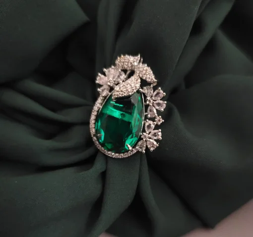 Glamaya Green Doublet Cz Ring: Trendy Adjustable Style 1 GLAM-RI-CZ-40-998444-60-5