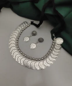 Glamaya Stunning Oxidised Coin Choker Set 1 GLAM-CN-OX-25-159761-41-4