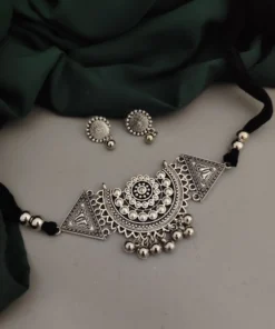 Glamaya Trendy Oxidised Choker Necklace & Earring Set For Girls & Women 1 GLAM-CN-OX-5-800006-9-10