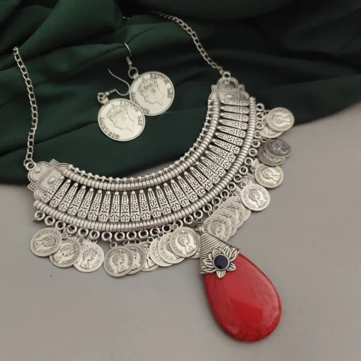 Glamaya Ethnic Coin Hasli Jewelry Set: Stunning Elegance 1 GLAM-CN-OX-15F7-914759-25-7