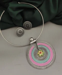 Glamaya Exquisite Oxidised Hasli Necklace Earring Set - Traditional Indian Jewelry 1 GLAM-CN-OX-43F3-425831-66-3