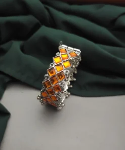 Glamaya Stylish Orange Oxidised Armlet Bracelet 1 GLAM-BB-OX-50-813815-82-2