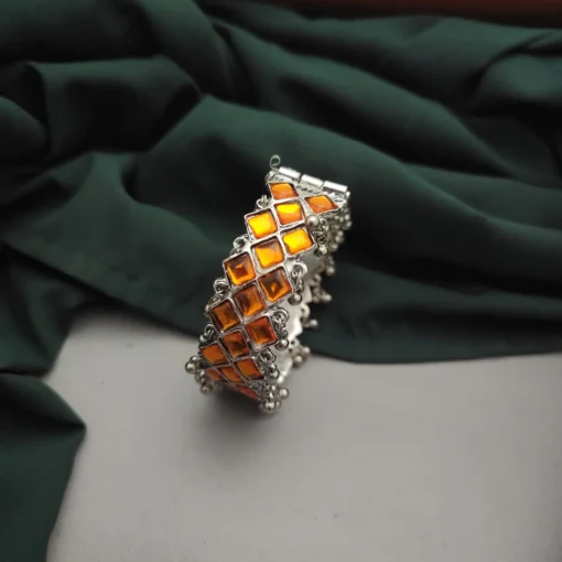 Glamaya Stylish Orange Oxidised Armlet Bracelet 1 GLAM-BB-OX-50-813815-82-2