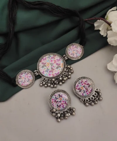 Glamaya Stylish Butterfly Choker Set: Oxidised Black Polish Jewelry Collection 1 GLAM-CN-BP-60-883232-89-2