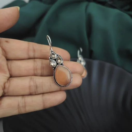 Glamaya Peach Semi Precious Stone Hook Earrings – Trendy And Unique Designs 2 GLAM-ER-ST-22-247006-35-5 Glamaya Peach Semi Precious Stone Hook Earrings - Trendy And Unique Designs 2 GLAM-ER-ST-22-247006-35-5