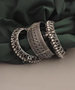 Glamaya Black Oxidised Bangles Combo Set - Trendy 3 Pc Design 1 GLAM-CB-OX-62-722475-105-10