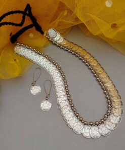 Glamaya Ethnic Coin Long Necklace Earring Set - Trendy Oxidised Combo 1 GLAM-CN-OX-25-872857-41-4