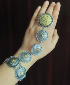 Glamaya Two Tone Stylish Handcuff Bracelet: Adjustable & Chic 1 GLAM-BB-TT-50-383877-82-2
