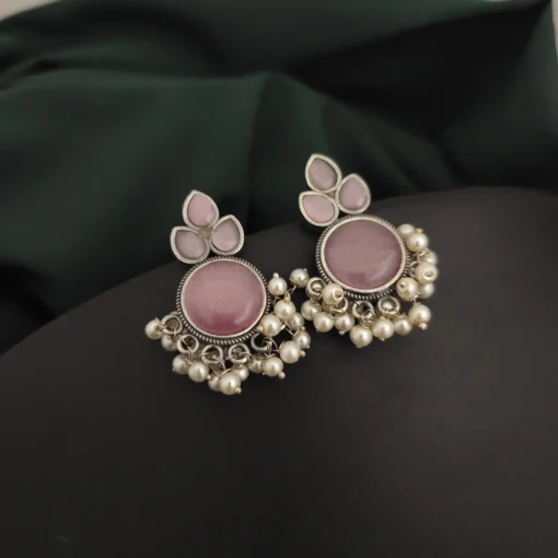 Glamaya Sparkling Monalisa Stone Silver Lookalike Stud Earring - Affordable Unique Style! 1 GLAM-ER-ST-50-611997-82-2