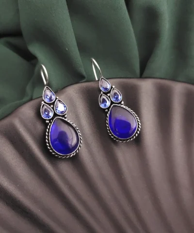 Glamaya Blue Stone Hook Earrings: Elegant & Unique Gems 1 GLAM-ER-ST-15F7-840374-25-7