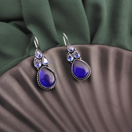 Glamaya Blue Stone Hook Earrings: Elegant & Unique Gems 1 GLAM-ER-ST-15F7-840374-25-7