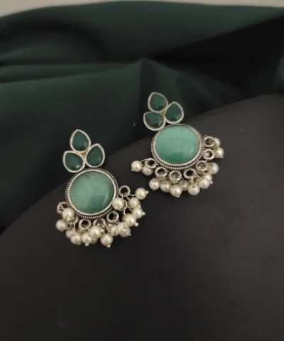 Glamaya Elegant Monalisa Stone Silver Lookalike Stud Earrings 1 GLAM-ER-ST-50-090403-82-2