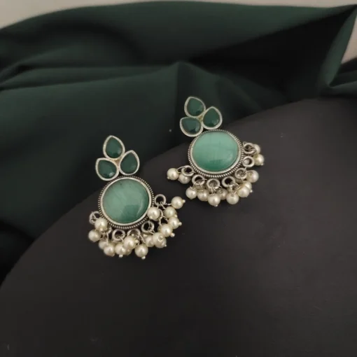 Glamaya Elegant Monalisa Stone Silver Lookalike Stud Earrings 1 GLAM-ER-ST-50-090403-82-2