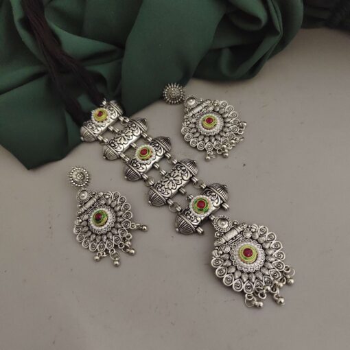 Glamaya Chic Oxidized Fusion Necklace Earring Set 1 GLAM-CN-OX-30-860921-49-5