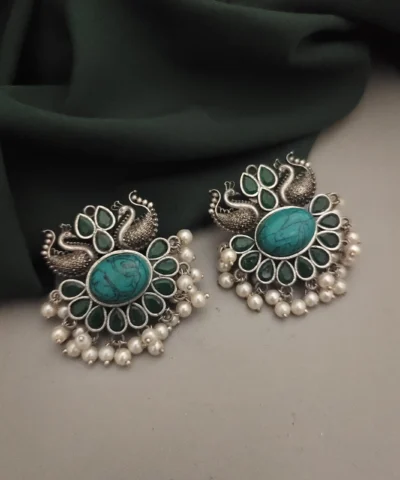 Glamaya Stunning Peacock Stone Stud Earrings 1 GLAM-ER-ST-21F4-749872-35-7
