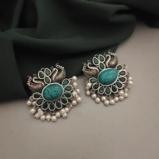 Glamaya Stunning Peacock Stone Stud Earrings 1 GLAM-ER-ST-21F4-749872-35-7