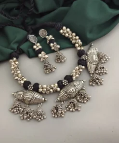 Glamaya Ethnic Durga Black Necklace Earring Set With Ghungroo Accents 1 GLAM-CN-TH-32-188590-60-5