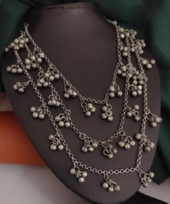 Glamaya Exquisite Oxidised 3 Layer Ghungroo Necklace: Trendy Traditional Women's Jewelry 1 GLAM-NE-OX-14-147378-21-10