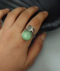 Glamaya Green Elephant Adjustable Ring - Unique Silver Lookalike Jewelry 3 GLAM-RI-OX-40-728239-71-2