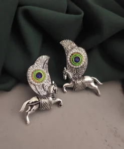 Glamaya Stylish Blue Oxidised Horse Stud Earring For Women 1 GLAM-ER-OX-20-157872-45-3